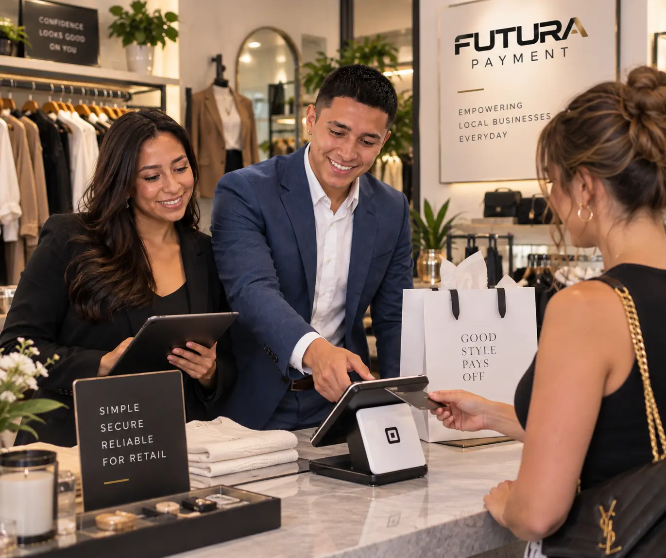 Retail checkout, tap and go